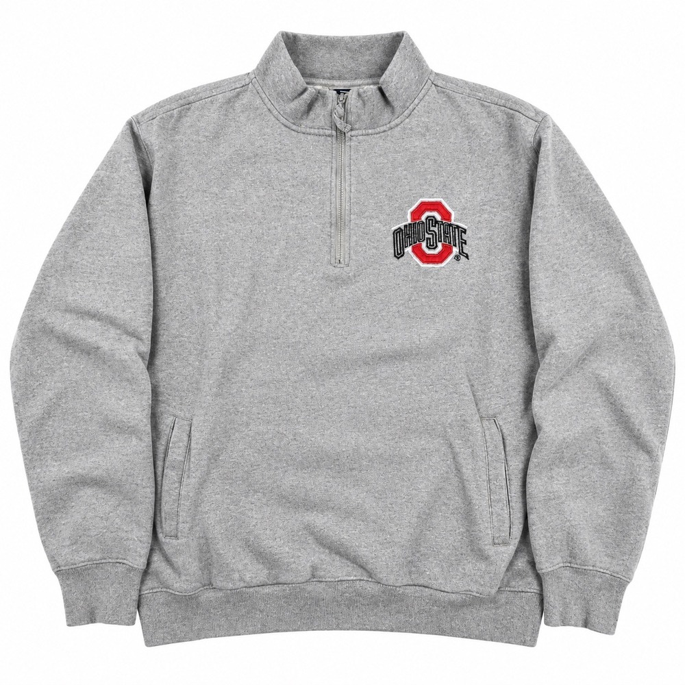 Ohio State Buckeyes Stadium Athletics 1/4 Zip Sweatshirt Mens L Gray Embroidered